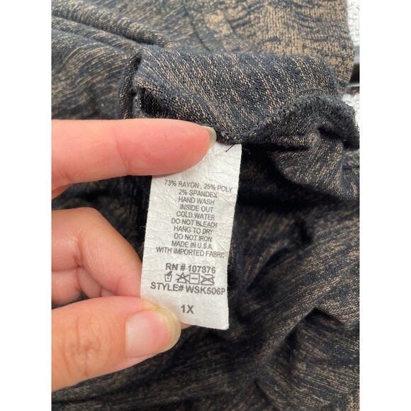 Sun Kim Womens Plus Size 1X Oversized Tunic Top Long Sleeve Rayon Brown Marled - Picture 6 of 7